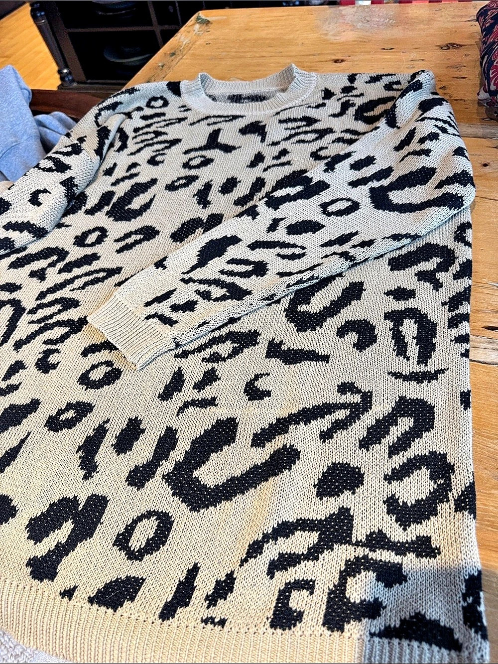 Women's Animal Print Crewneck Tunic Sweater